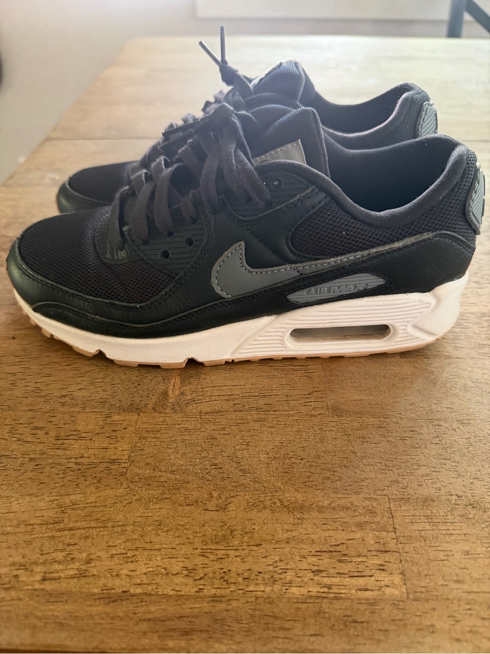 Nike Air Max 90 Women's Black and Gray Gum bottom Air Max Athletic Shoes